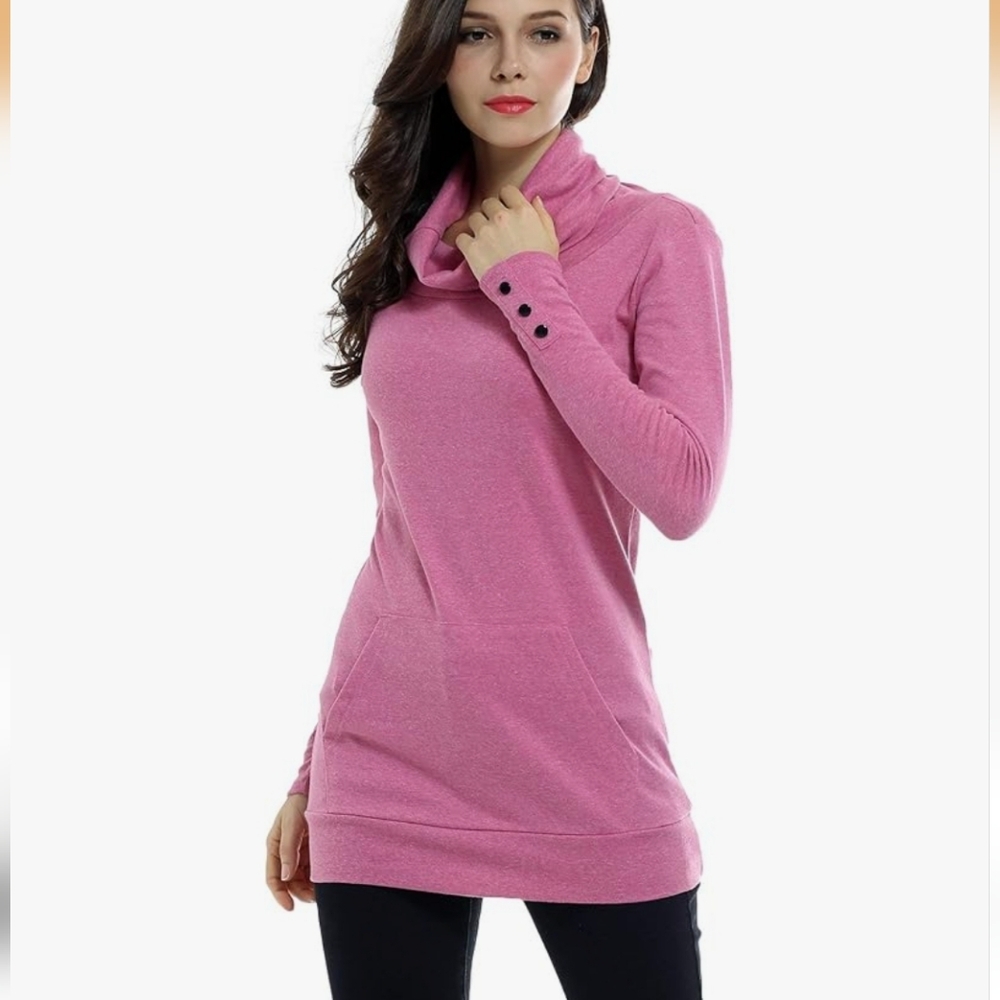 Pink Cowl Neck Pullover